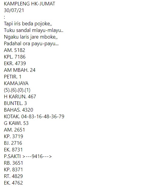 Prediksi Hongkong 30 Juli 2021 Prediksi Togel Hk Sdy Sgp