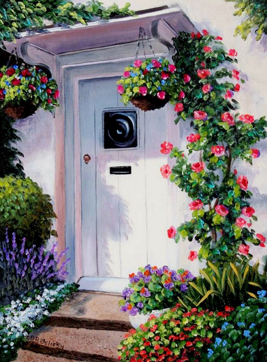 El arte es su máxima expresión : Cuadros de casas con jardines, Barbara  Rosbe Felisky