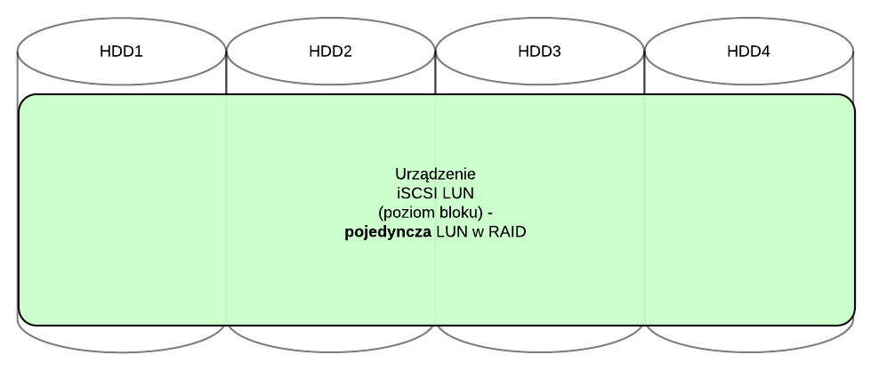 Schemat logiczny pojendynczej jednostki LUN w RAID