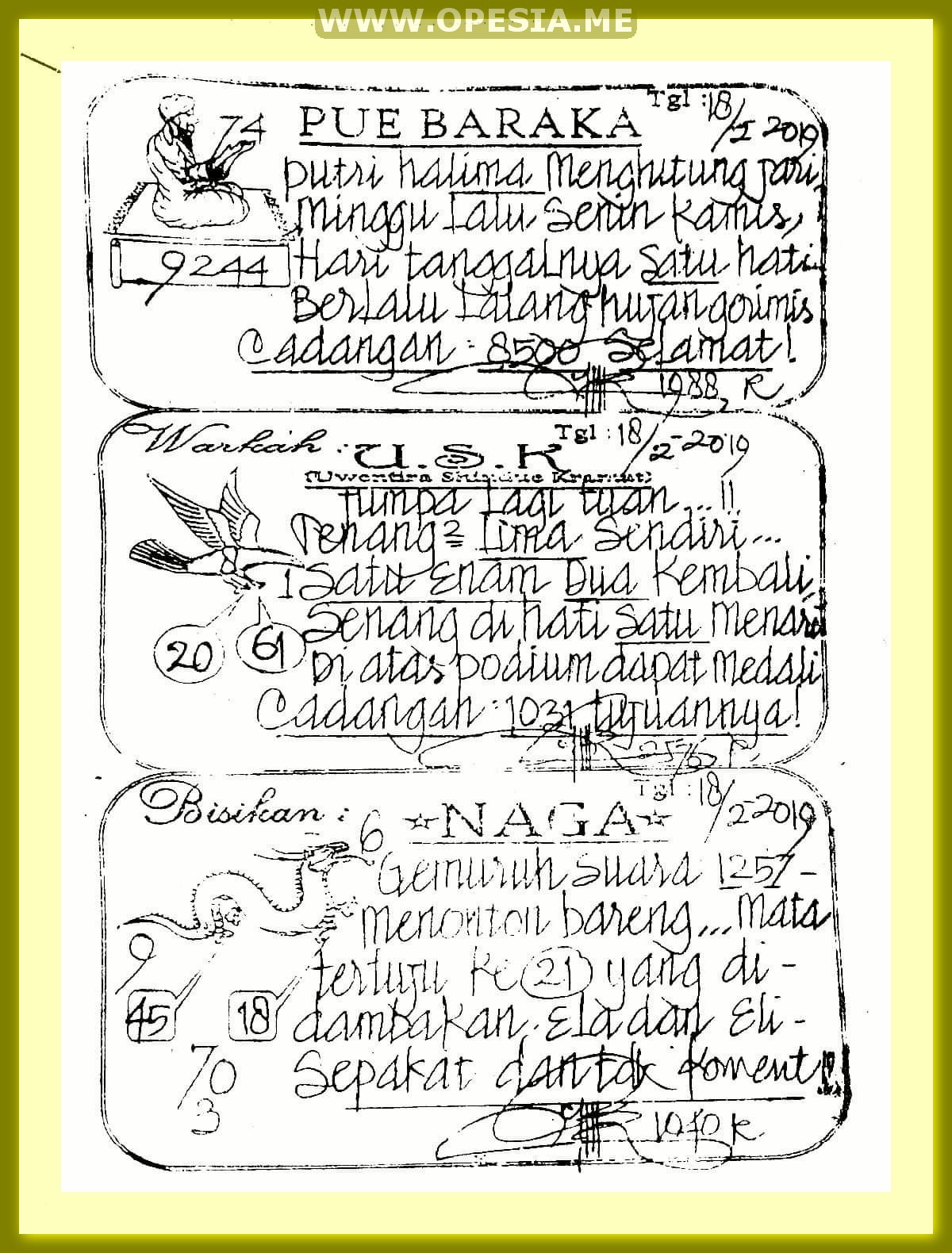 Forum Syair Sgp Komplit Senin 18 Februari 2019 Opesia Official