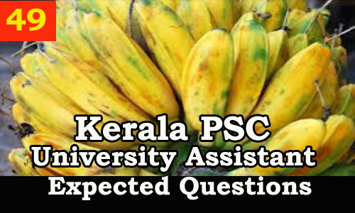 Kerala PSC : Expected Question for University Assistant Exam - 49