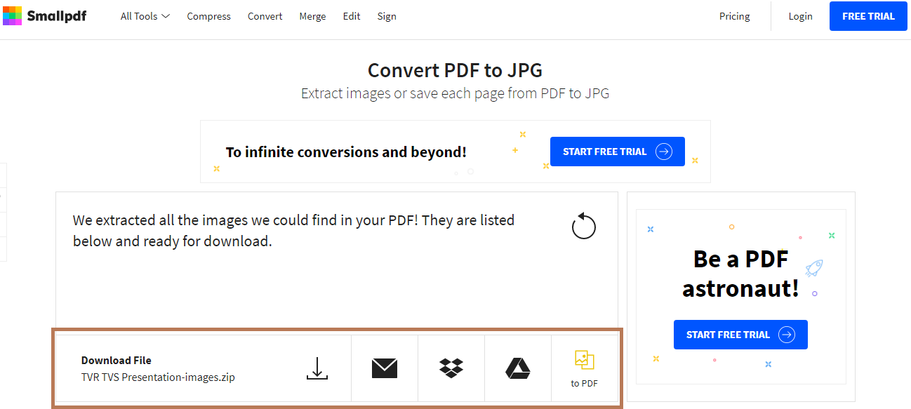 Cara mengubah PDF ke gambar melalui situs SmallPDF