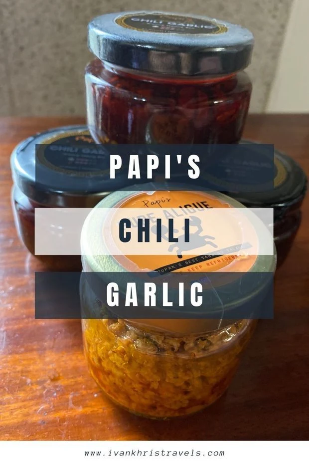 Stack of Papi's Chili Garlic condiment and crab fat or pure aligue