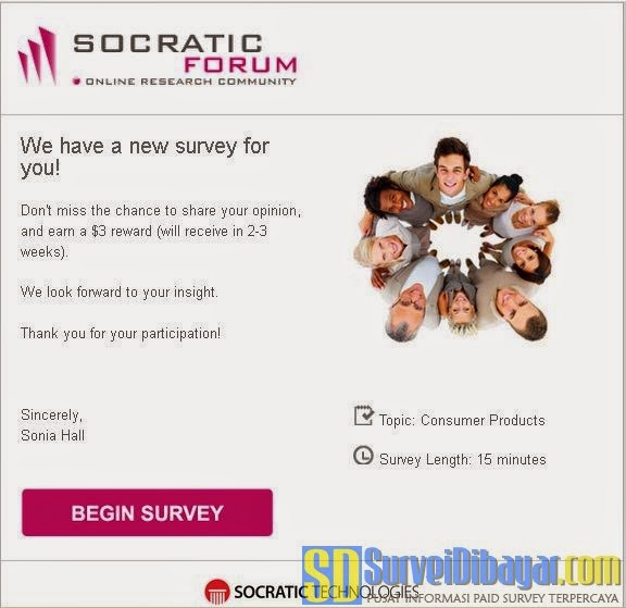 Undangan survey dari Socratic Forum | Survei Dibayar