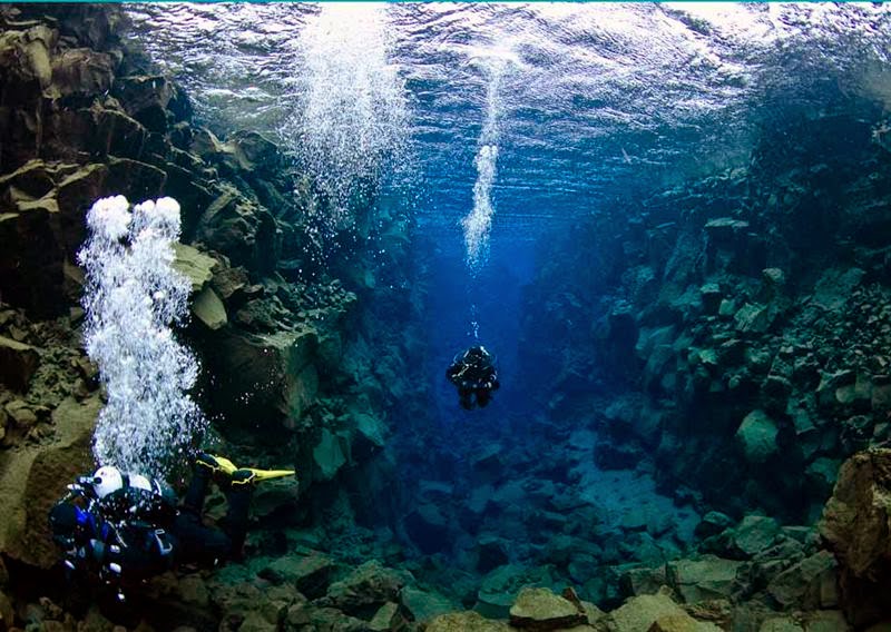 The Silfra crack or fissure is a rift that is part of a divergent tectonic boundary located between the North American and Eurasian tectonic plates. 