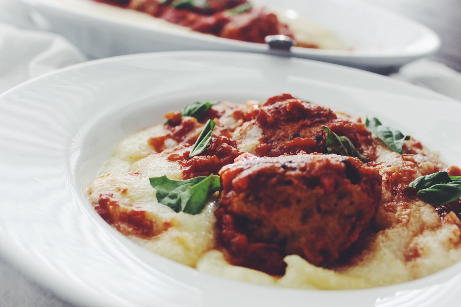 Homemade Marinara and Meatballs with Creamy Polenta D.M.R. Fine Foods