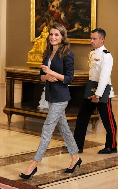 Princess Letizia Attends An Audience In Zarzuela Palace