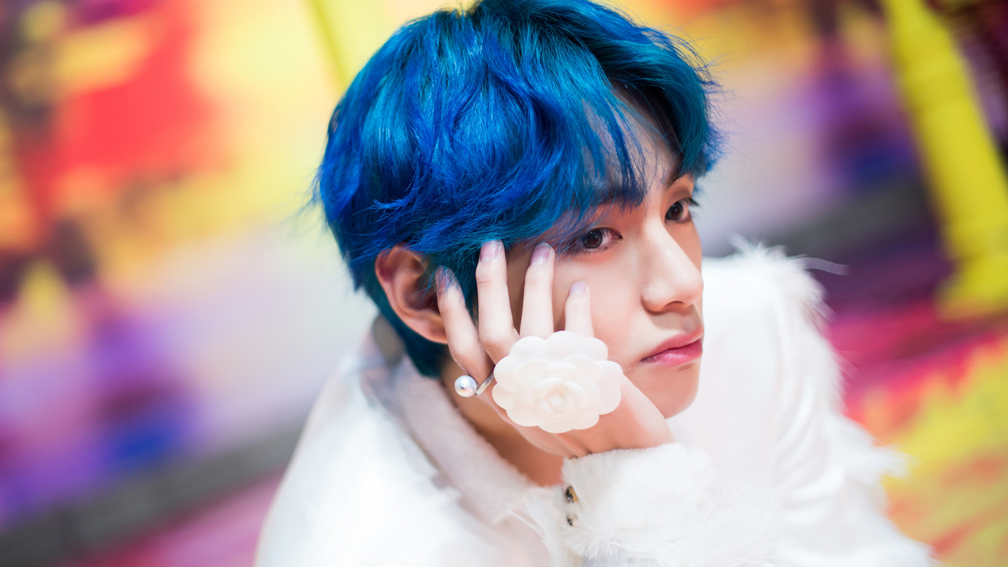 BTS' V's Blue Hair in "Boy With Luv" Concept Photos - wide 5