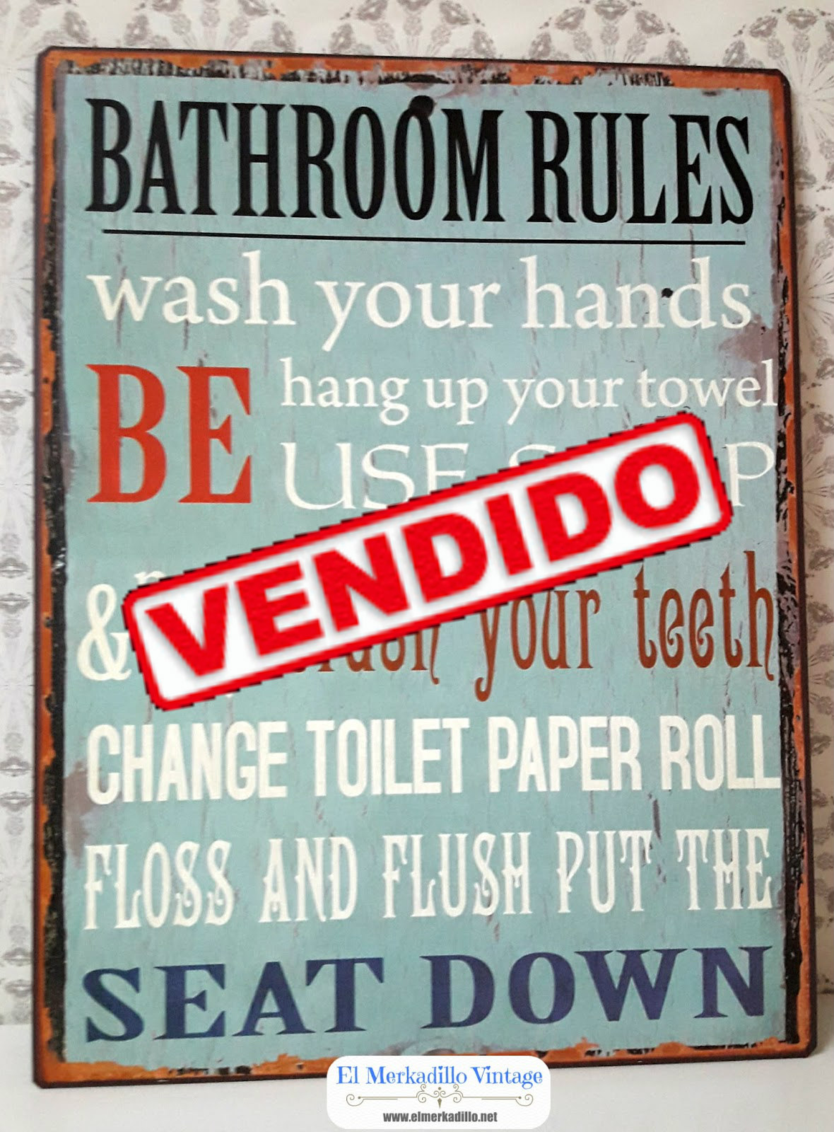 20 x 30 cm Rules of The Bathroom Bad Regeln Cartel de Chapa genérico 