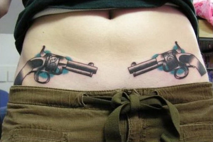 Gun Tattoos on Hips ~ Live Tattoos