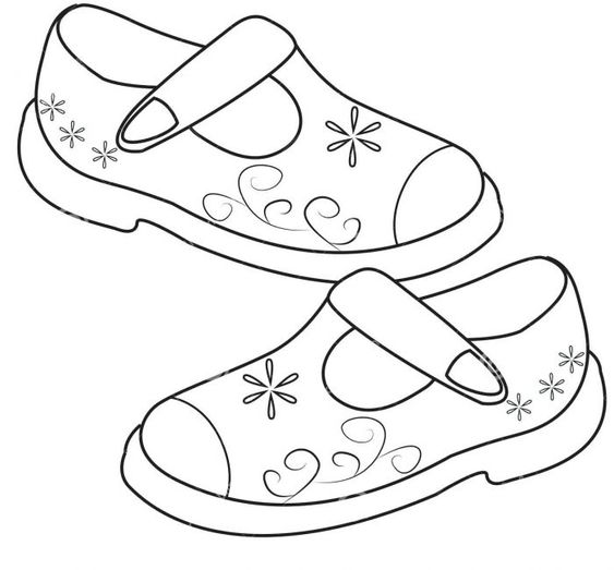Tranh tô màu đôi giày bé gái vẽ trang trí hoa