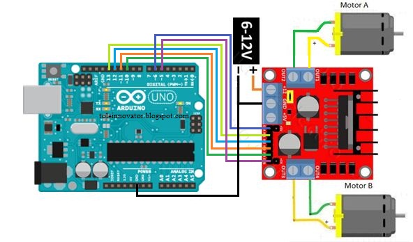 Rangakain Kontrol motor Dc dengan Modul L298N Arduino