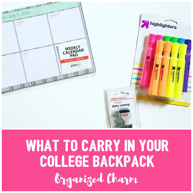Organized Charm What to Carry in a Backpack for College