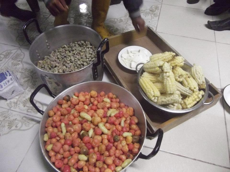 Gastronomía: la papa, el melloco, las habas, hortalizas, el maíz.
