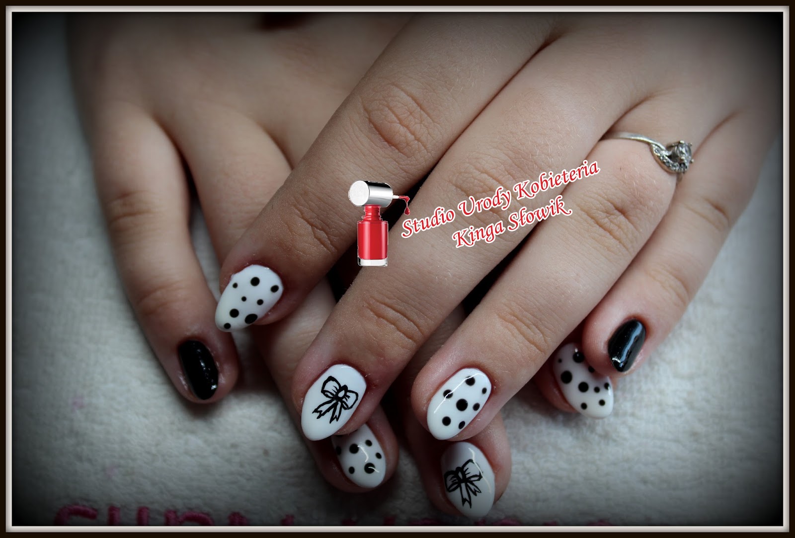 Studio Urody Kobieteria Kinga Slowik Bialo Czarny Manicure Hybrydowy