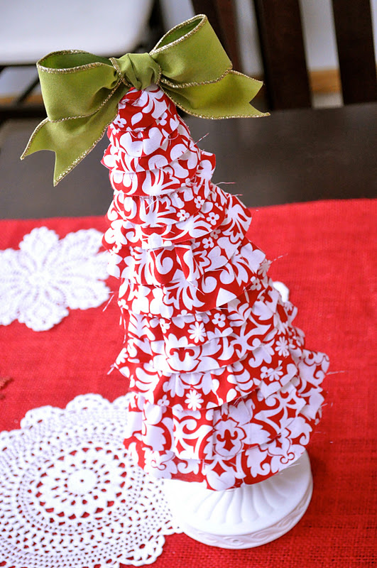 foam cone christmas tree tutorial {fabric covered} Little Birdie Secrets
