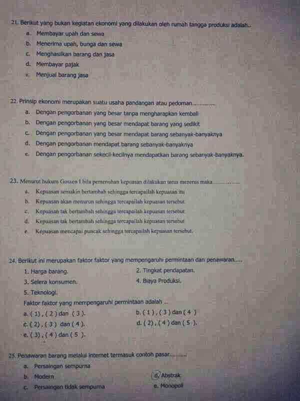 Ini e-laptopku: (arsip pribadi) Contoh Soal Ujian Sekolah IPS
