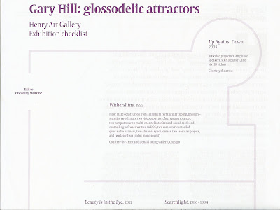 Gary Hill: glossodelic attrators Exhibition Checklist 1