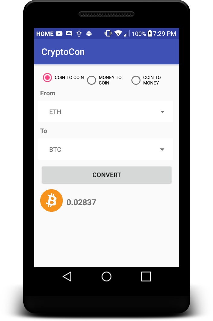 Cryptocurrency coin converter app development using Android studio and
