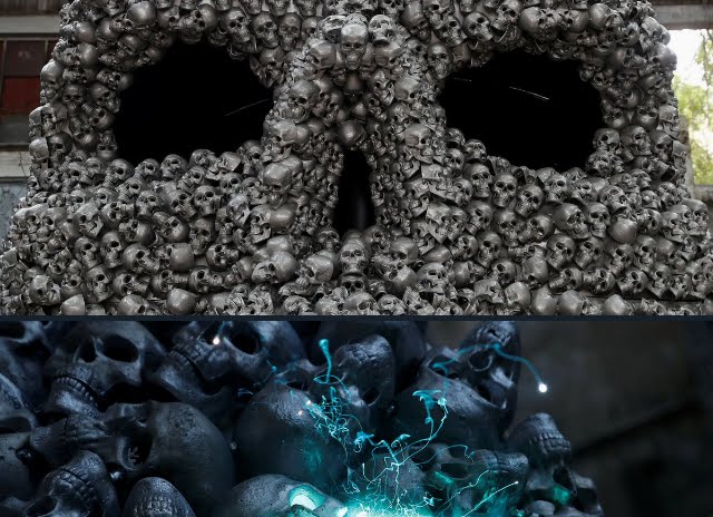 Camera dell'immortalità, scultura composta da teschi di metallo.