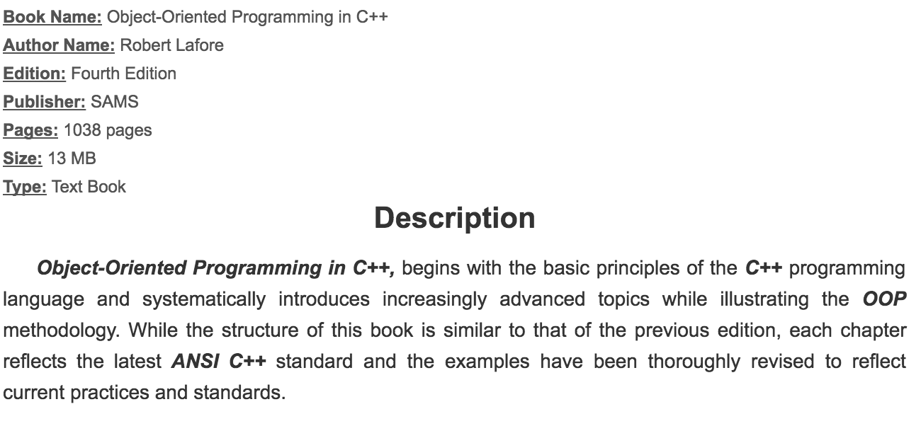 Object Oriented Programming C++ ( 4th Edition )Robert Lafore - UOG BOOK ...