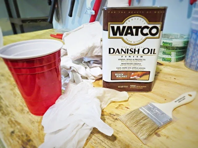 Watco Danish oil can in dark walnut