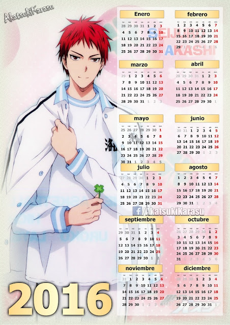 calendario 2016 kuroko no basket