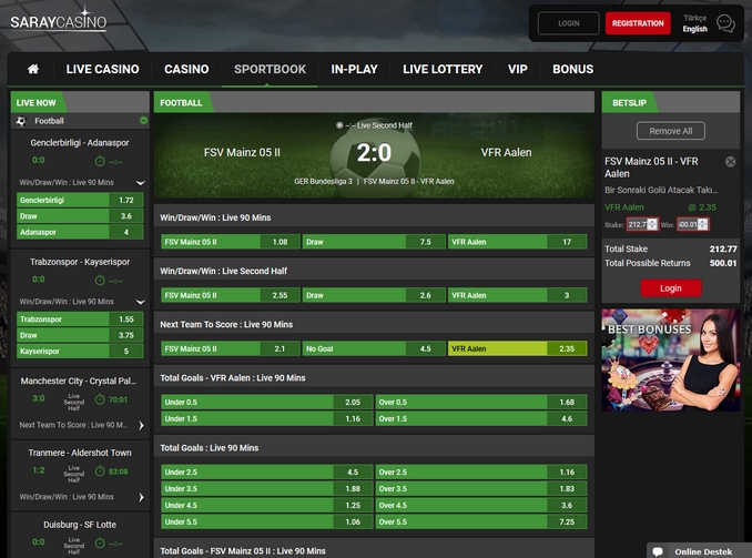 Saraycasino Live Betting Saraycasino Live Betting Screen