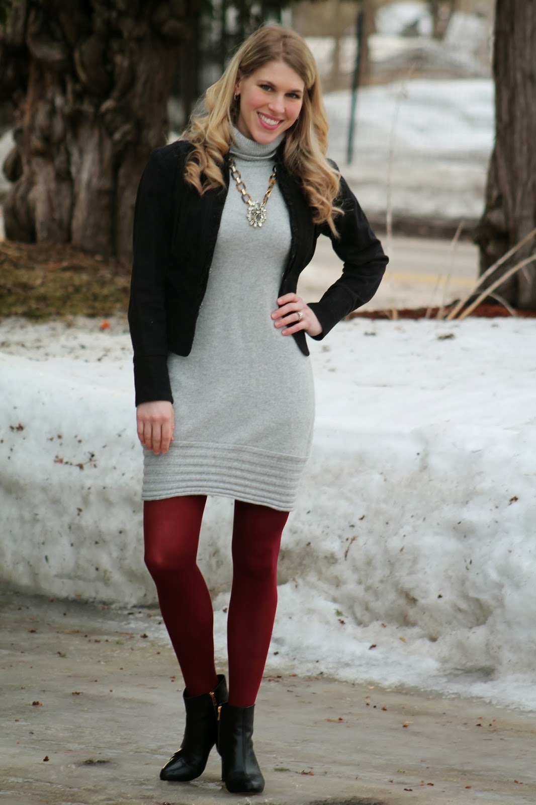 Gray Dress with Jacket and Tights - I do deClaire