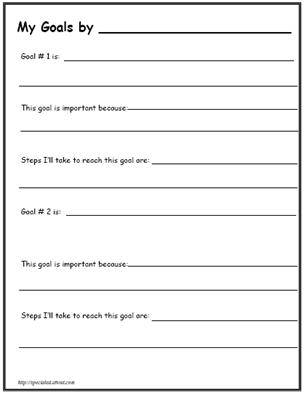 my personal free setting life goals worksheet pdf for kids | Develop