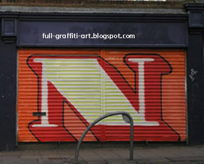 N  Graffiti alphabet letter.