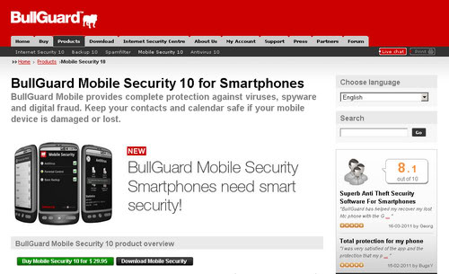 BullGuard mobile antivirus