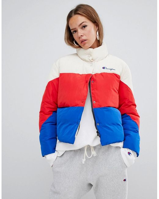 champion colour block puffer jacket