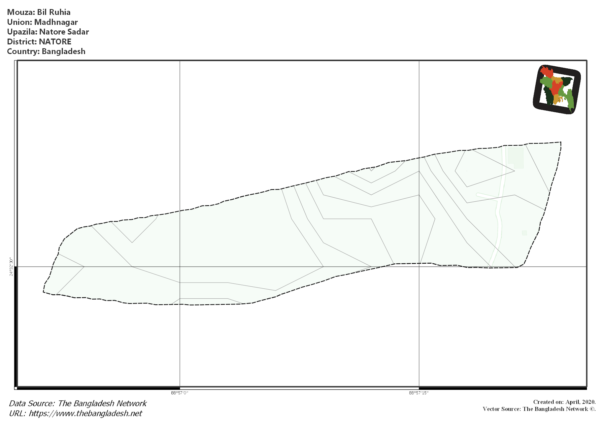Map of Bil Ruhia Mouza of Natore Sadar Upazila, NATORE, Bangladesh.