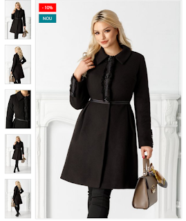 Palton dama calduros si elegant de iarna negru modern Palton dama calduros si elegant de iarna negru modern