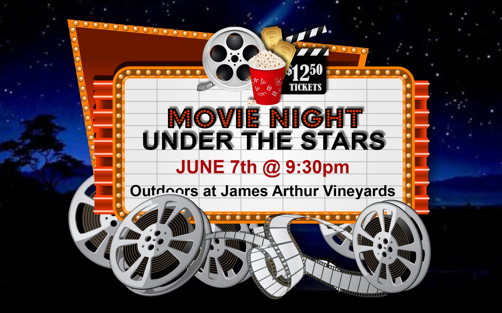 James Arthur Vineyards Movie Night Under the Stars!