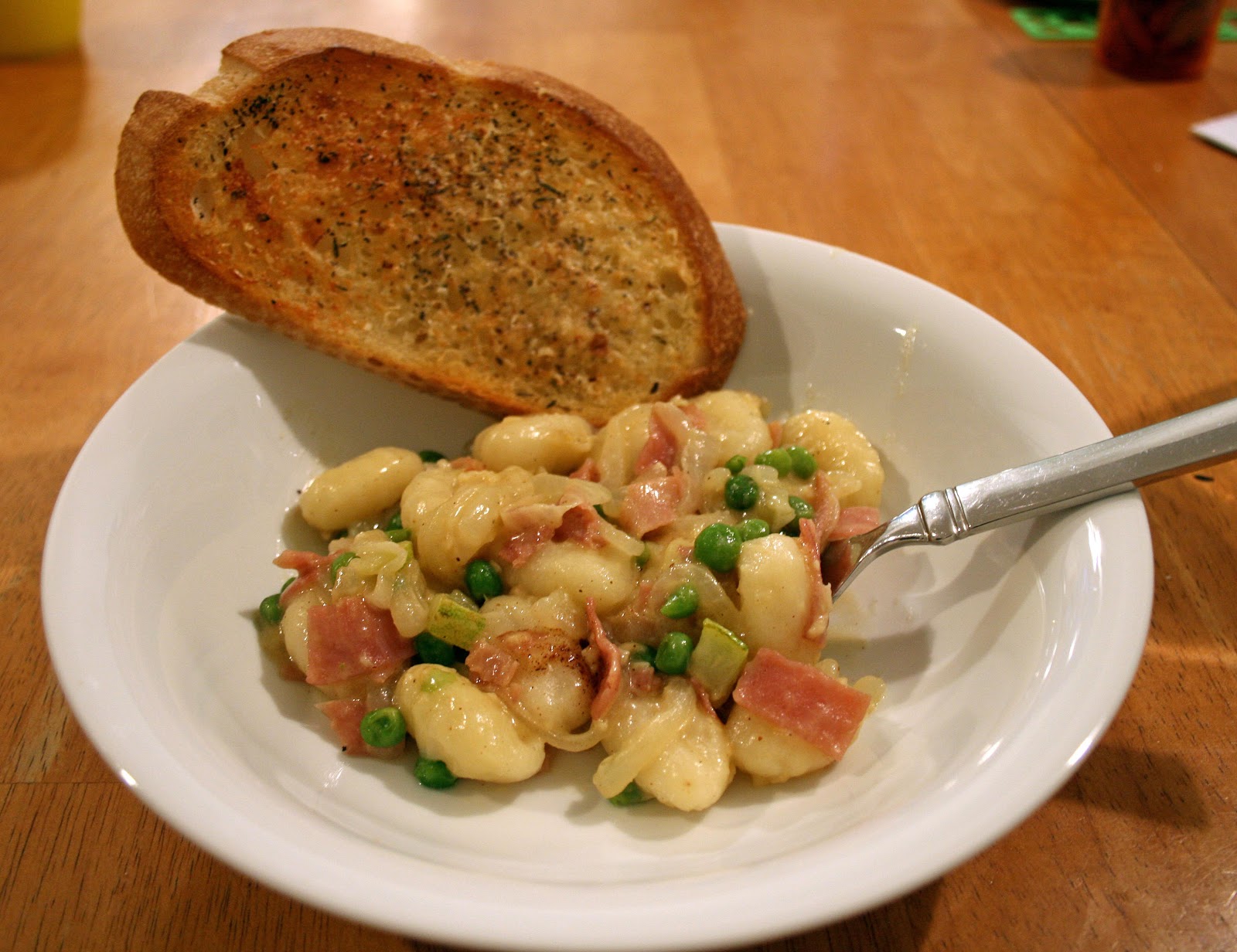 one clever mom Gnocchi with a Ham and Peas Cream Sauce