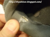 The running shoe collar This shows the running inside collar is damaged