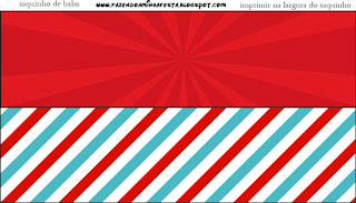 Light Blue, Red and White Stripes: Free Printable Quinceanera Candy Bar Labels.