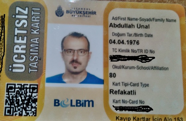 Abdullah Unal Unal76 Istanbul Kart Ucretsiz Tasima Karti