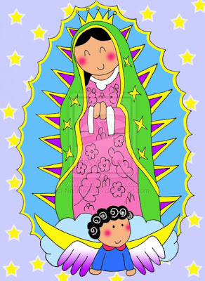caricatuas de la Virgen de Guadalupe moderna