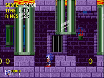 Not so easy for Sonic to go fast with big cylinder piston thingies all around him