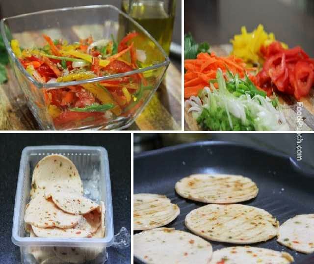 Chicken salami with julienned salad Saladdishes