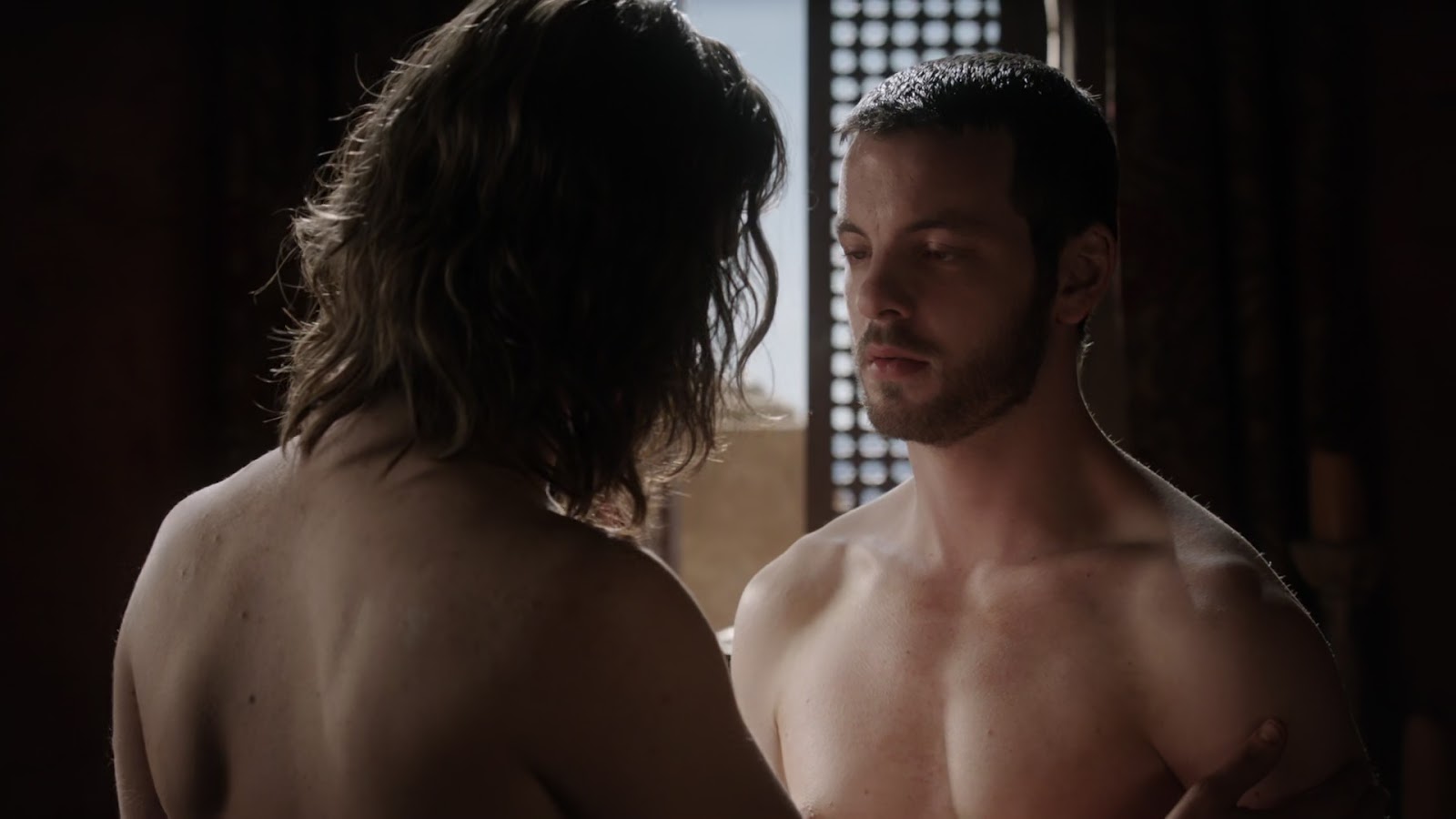Gethin Anthony and Finn Jones shirtless in Game Of Thrones 1-05 "The W...