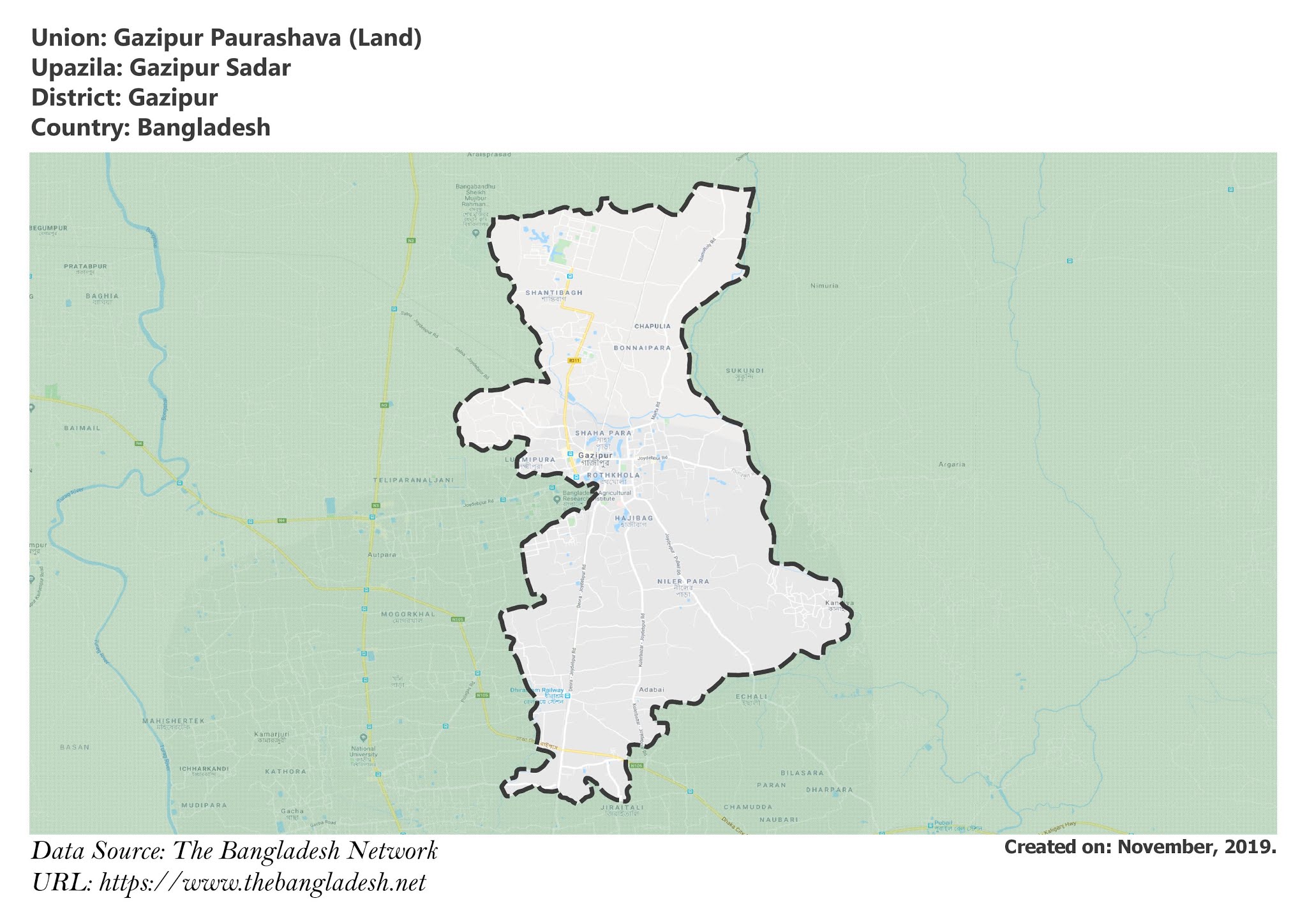 Map of Gazipur Paurashava of Gazipur Sadar Upazila Map of Gazipur Paurashava of Gazipur, Bangladesh.