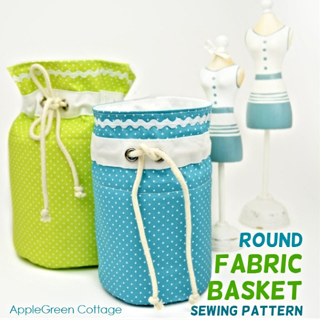 Fabric Basket Pattern Sweetest Storage Bins AppleGreen Cottage