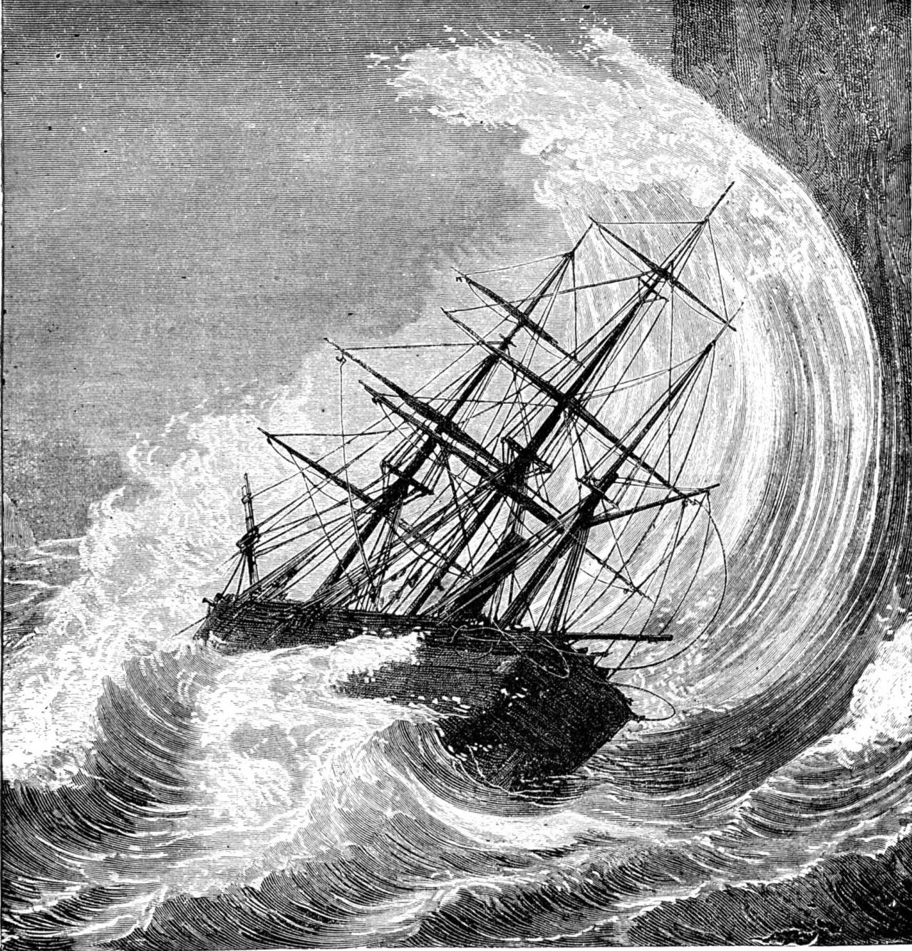 Море Графика корабль в шторм