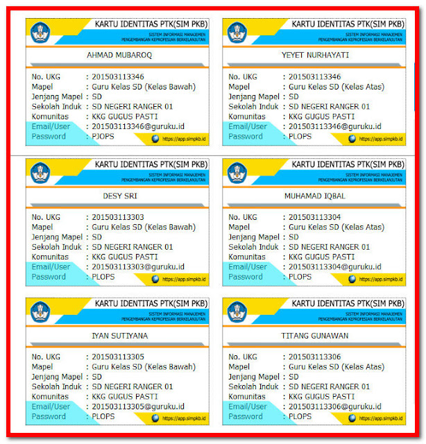 Sistem administrasi warta Pengembangan Keprofesian Berkelanjutan atau disingkat SIM PKB m Aplikasi Cetak Kartu SIM PKB Guru Format Excel.Xlsx