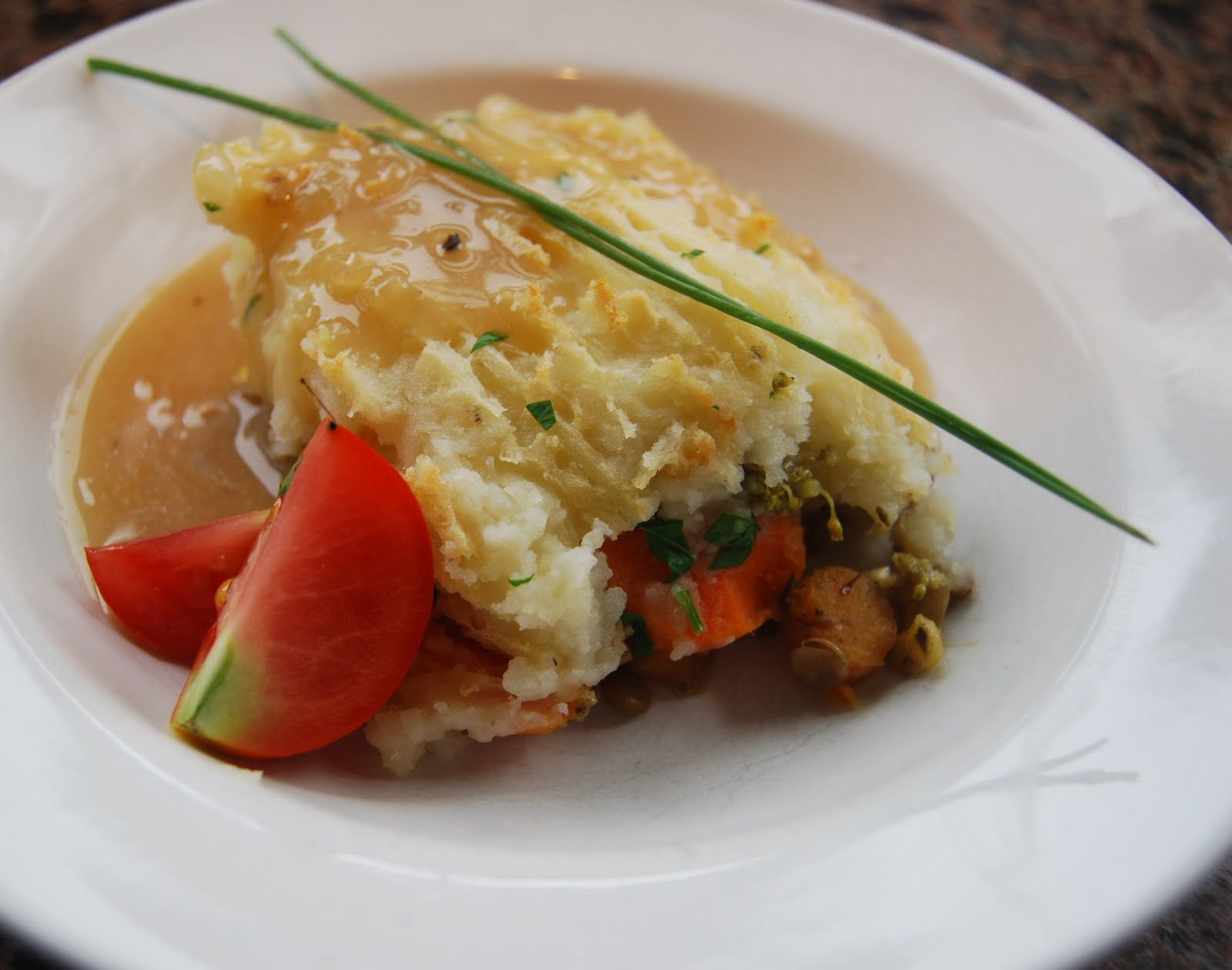 Kirsten's Kitchen of vegan creations Shepherd's pie with miso gravy