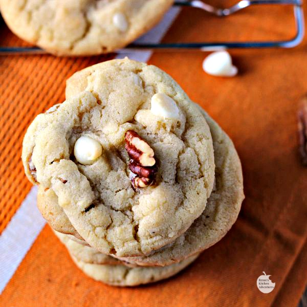 White Chocolate Chip Pecan Cookies | by Renee's Kitchen Adventures - Yummy buttery drop cookies that need to be in your cookie jar today! 